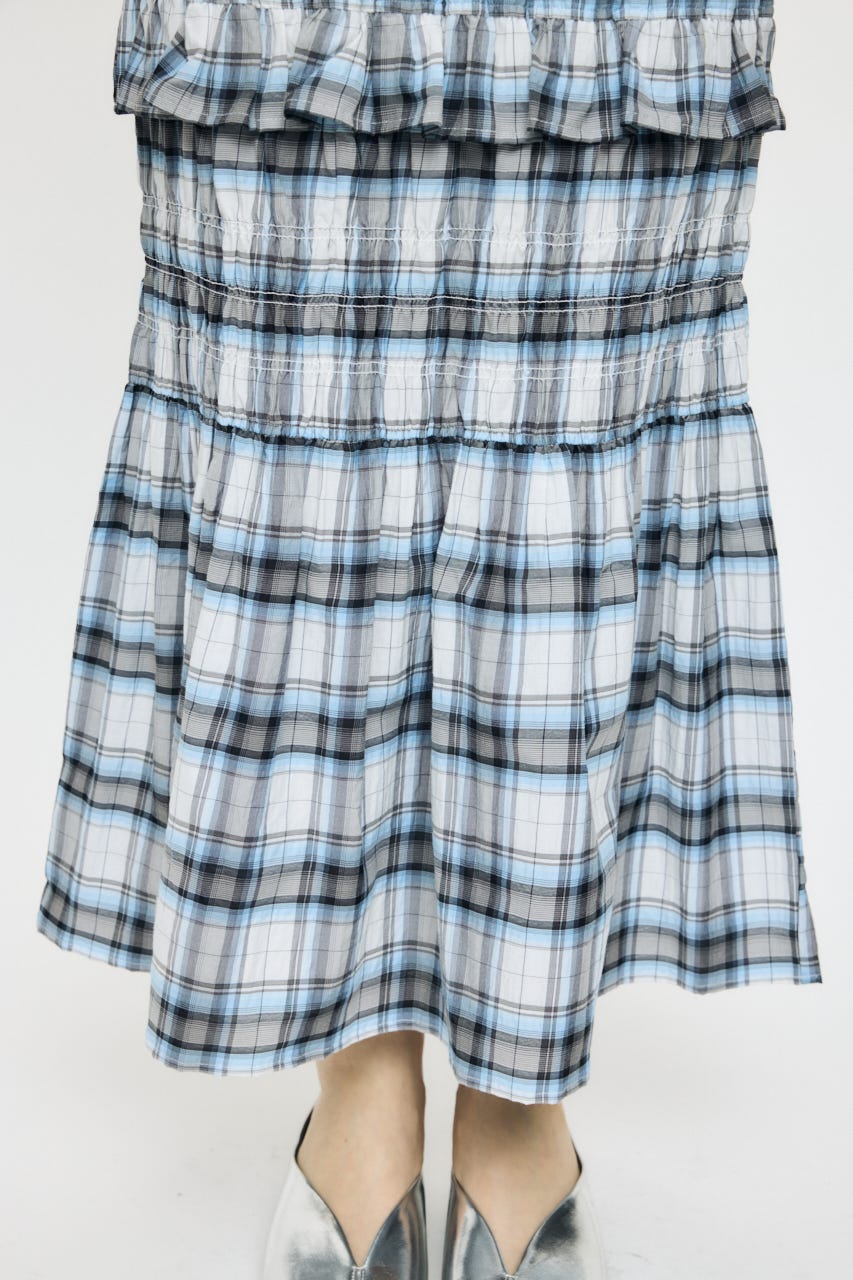 PLAID GATHER MAXI スカート 柄WHT 1