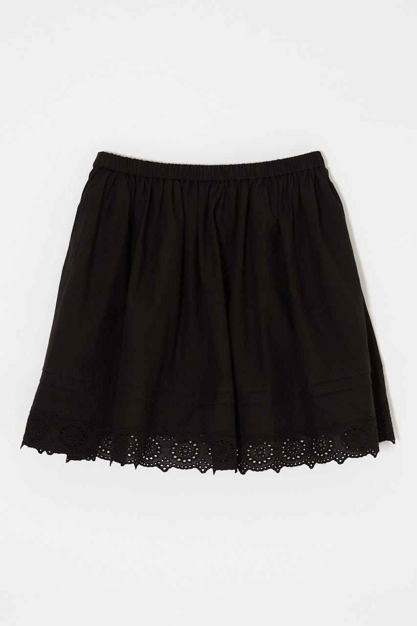 EYELET HEM FLARE MINI スカート BLK 1