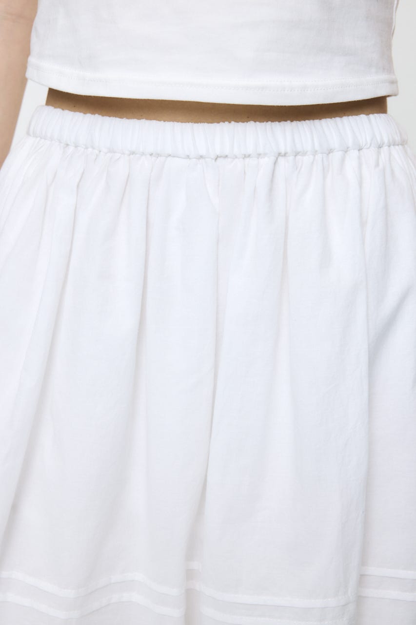EYELET HEM FLARE MINI スカート WHT 1