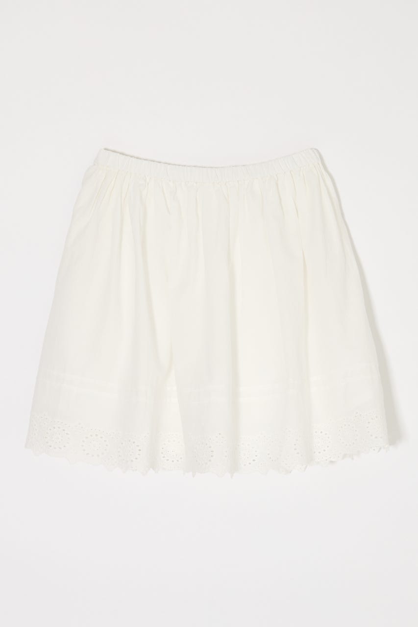 EYELET HEM FLARE MINI スカート WHT 1