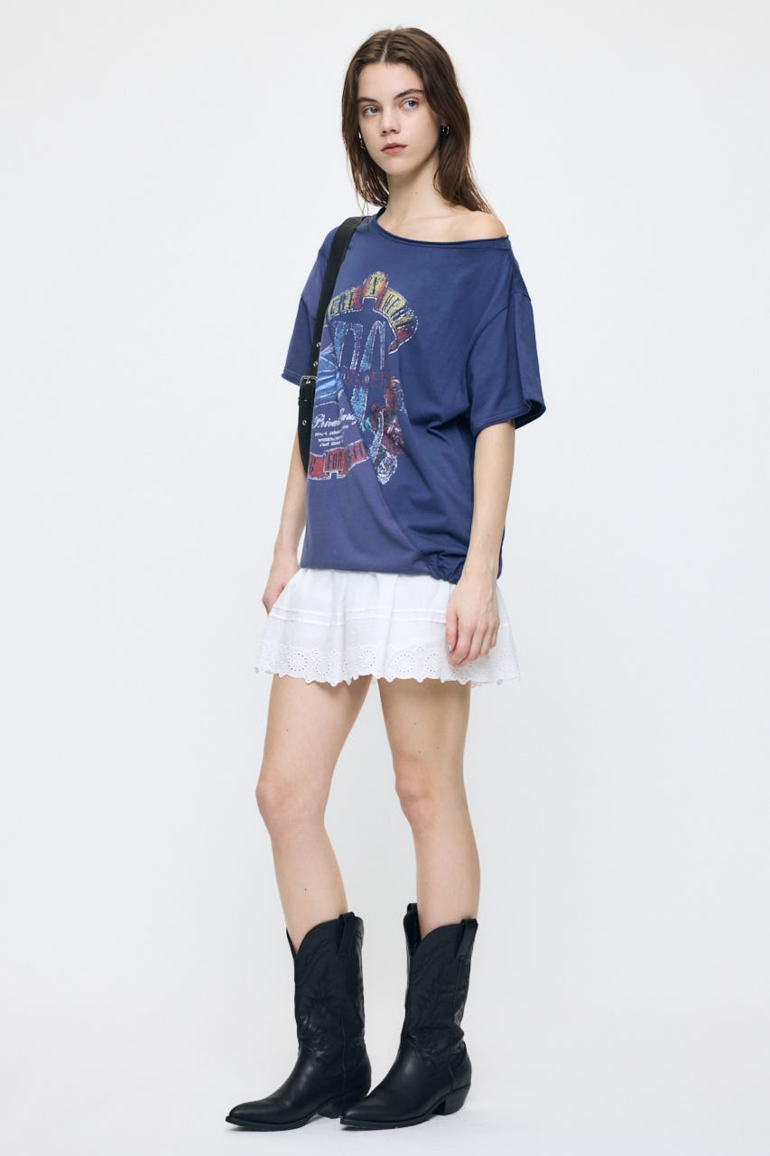 EYELET HEM FLARE MINI スカート WHT 1