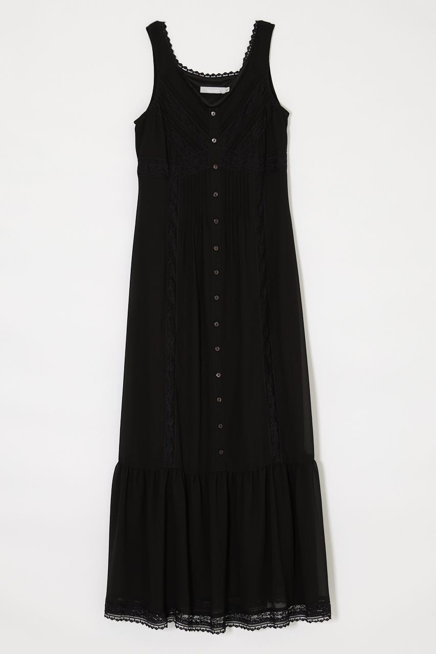 PIN TUCK CHIFFON MAXI ドレス BLK 2