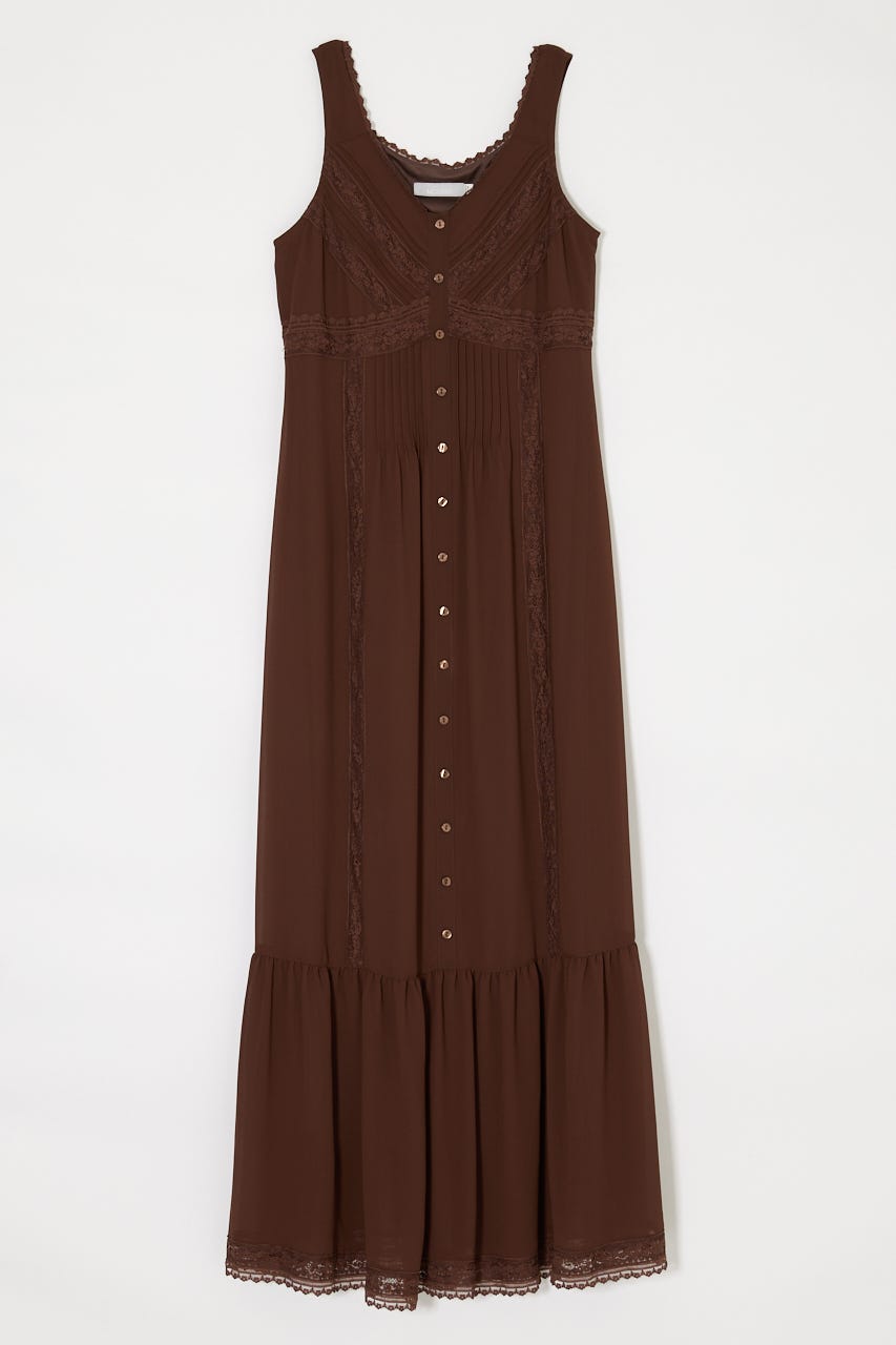 PIN TUCK CHIFFON MAXI ドレス BRN 1