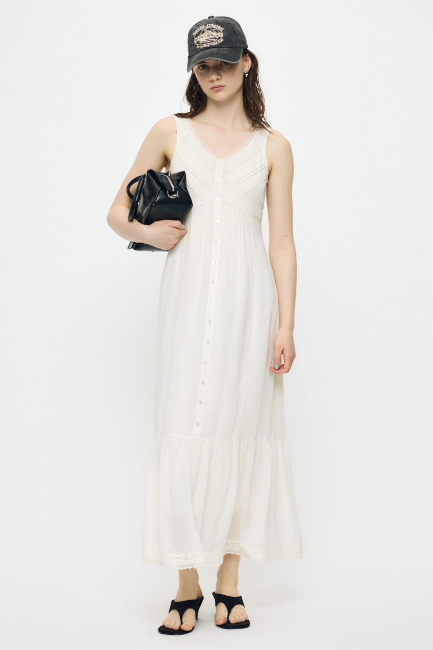 PIN TUCK CHIFFON MAXI ドレス IVOY 1