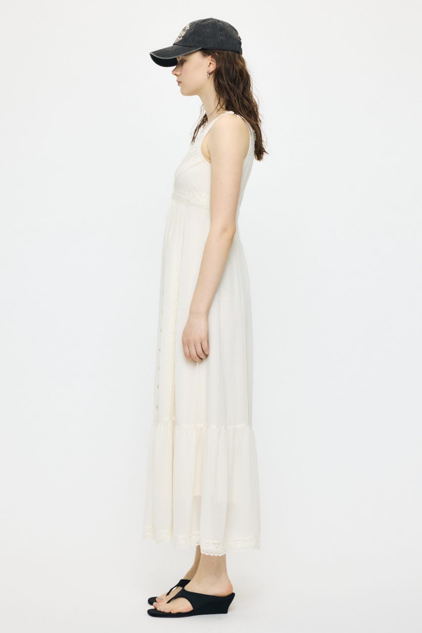 PIN TUCK CHIFFON MAXI ドレス IVOY 1