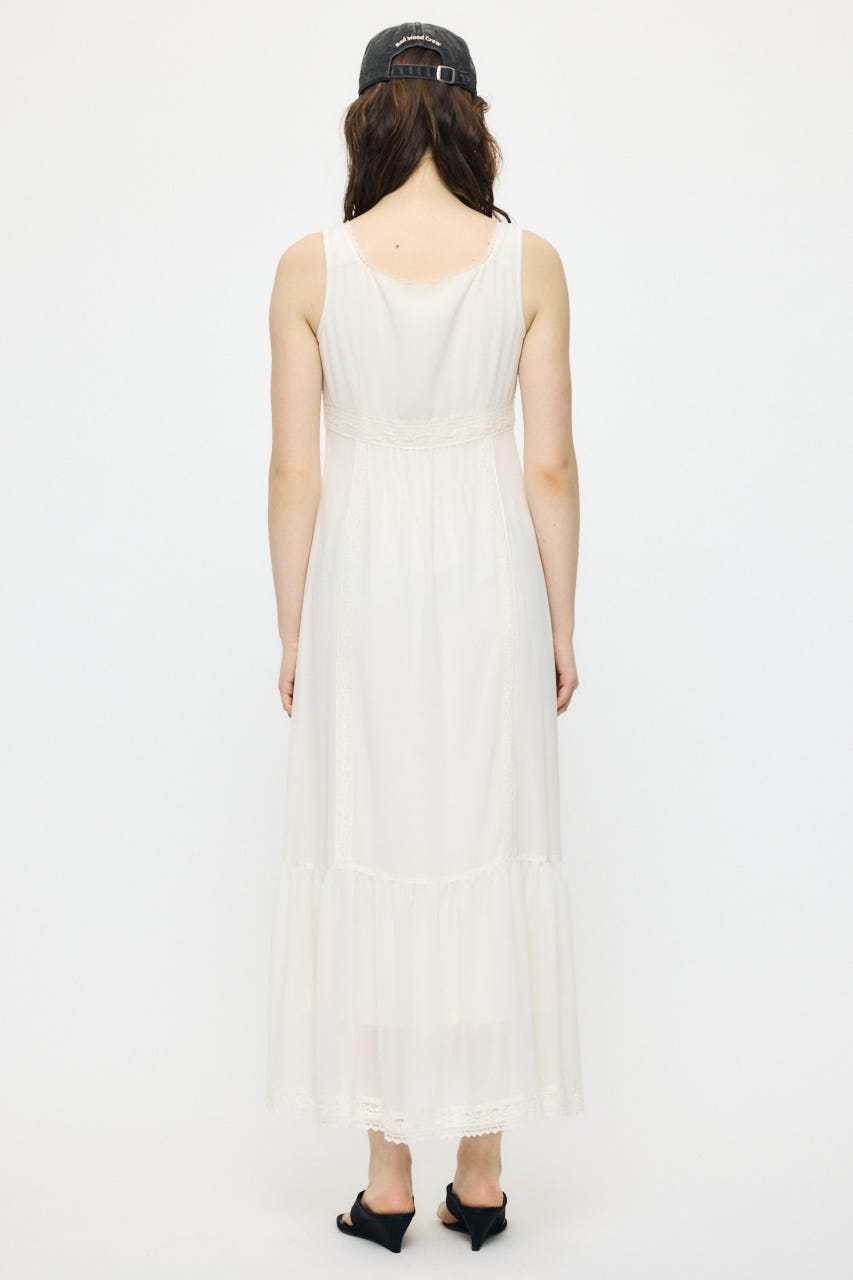 PIN TUCK CHIFFON MAXI ドレス IVOY 1