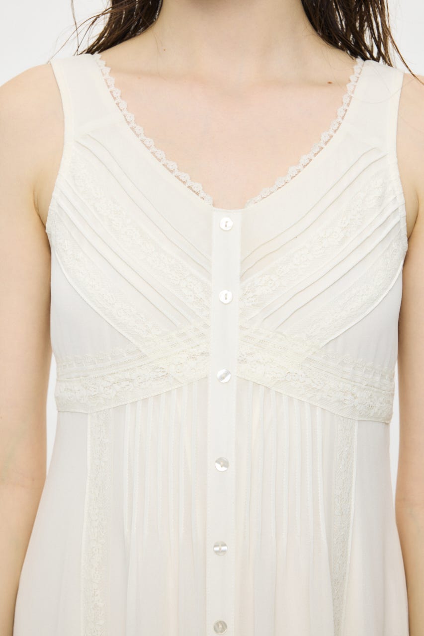 PIN TUCK CHIFFON MAXI ドレス IVOY 1