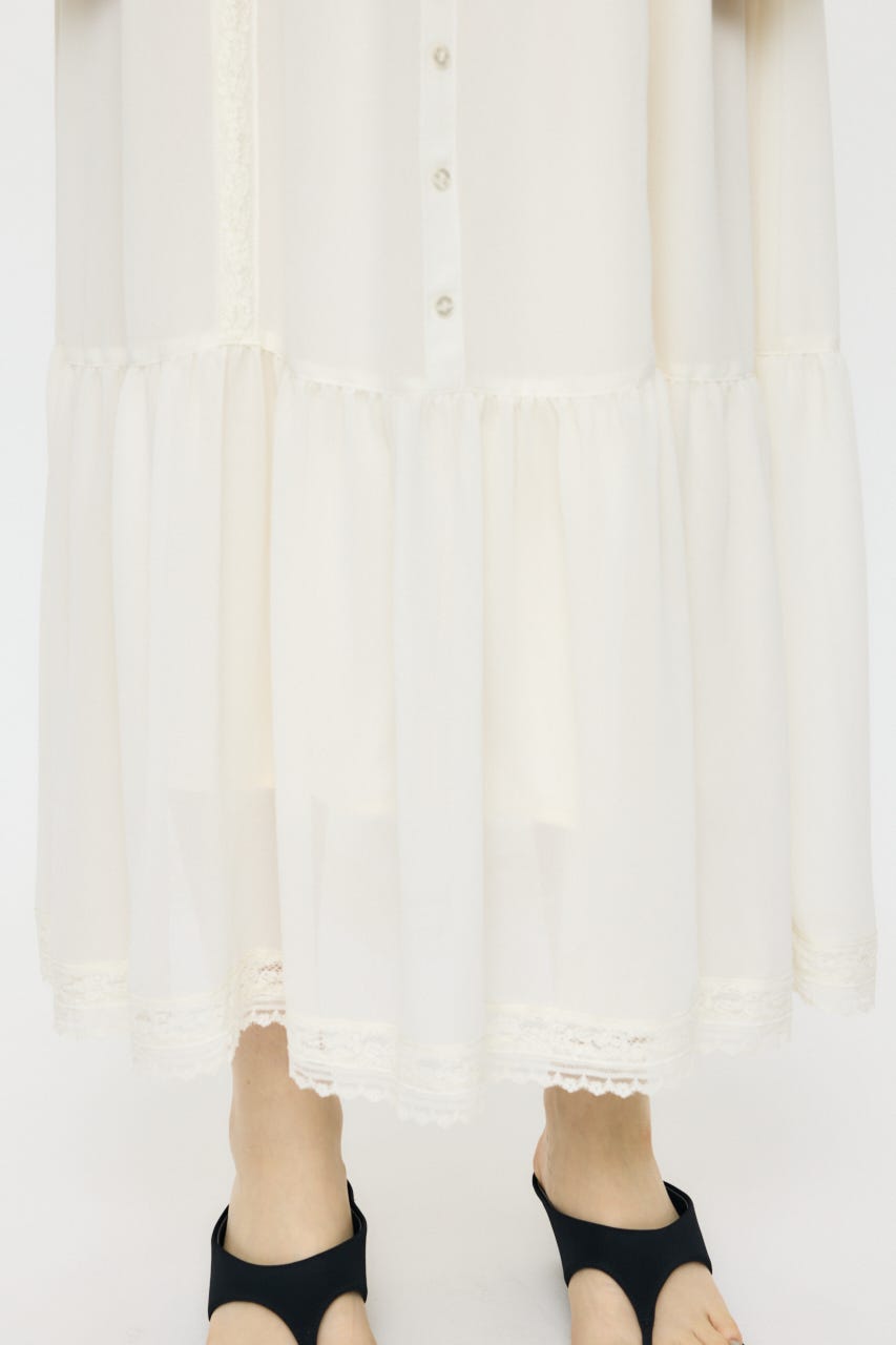 PIN TUCK CHIFFON MAXI ドレス IVOY 1