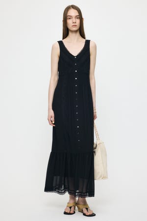 PIN TUCK CHIFFON MAXI ドレス