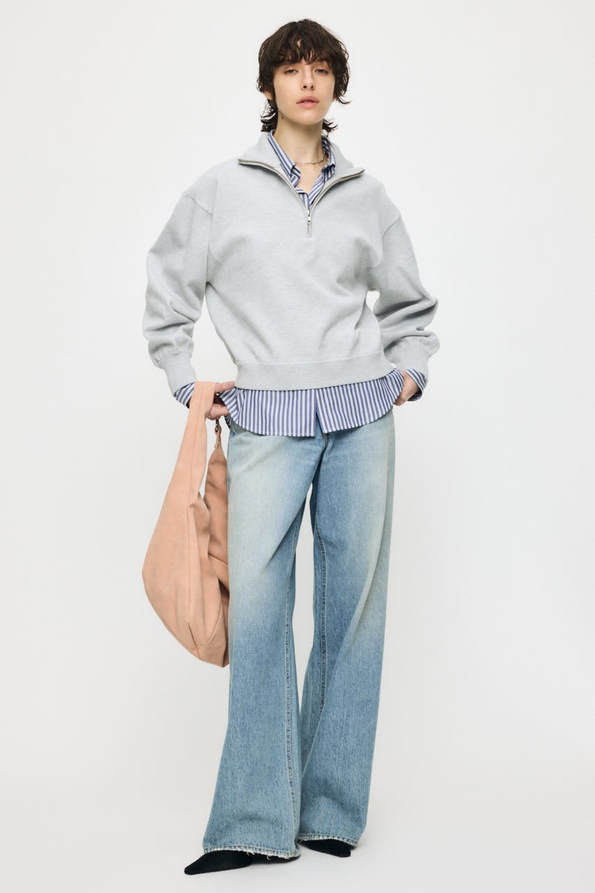 SWEAT LIKE HALF ZIP ニットトップス T.GRY FREE