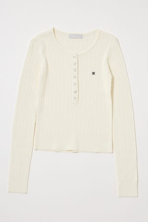HENRY NECK CABLE KNIT トップス
