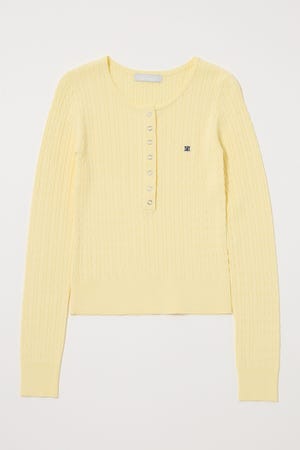 HENRY NECK CABLE KNIT トップス