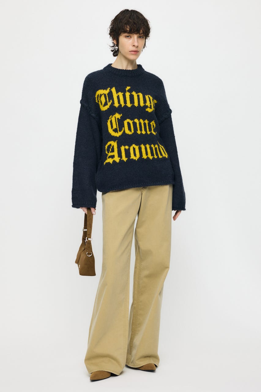 JACQUARD WORD セーター NVY FREE