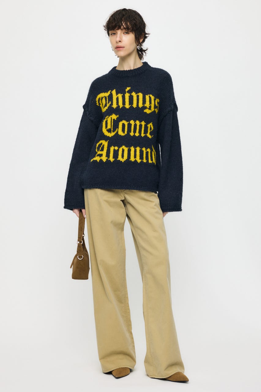 JACQUARD WORD セーター NVY FREE