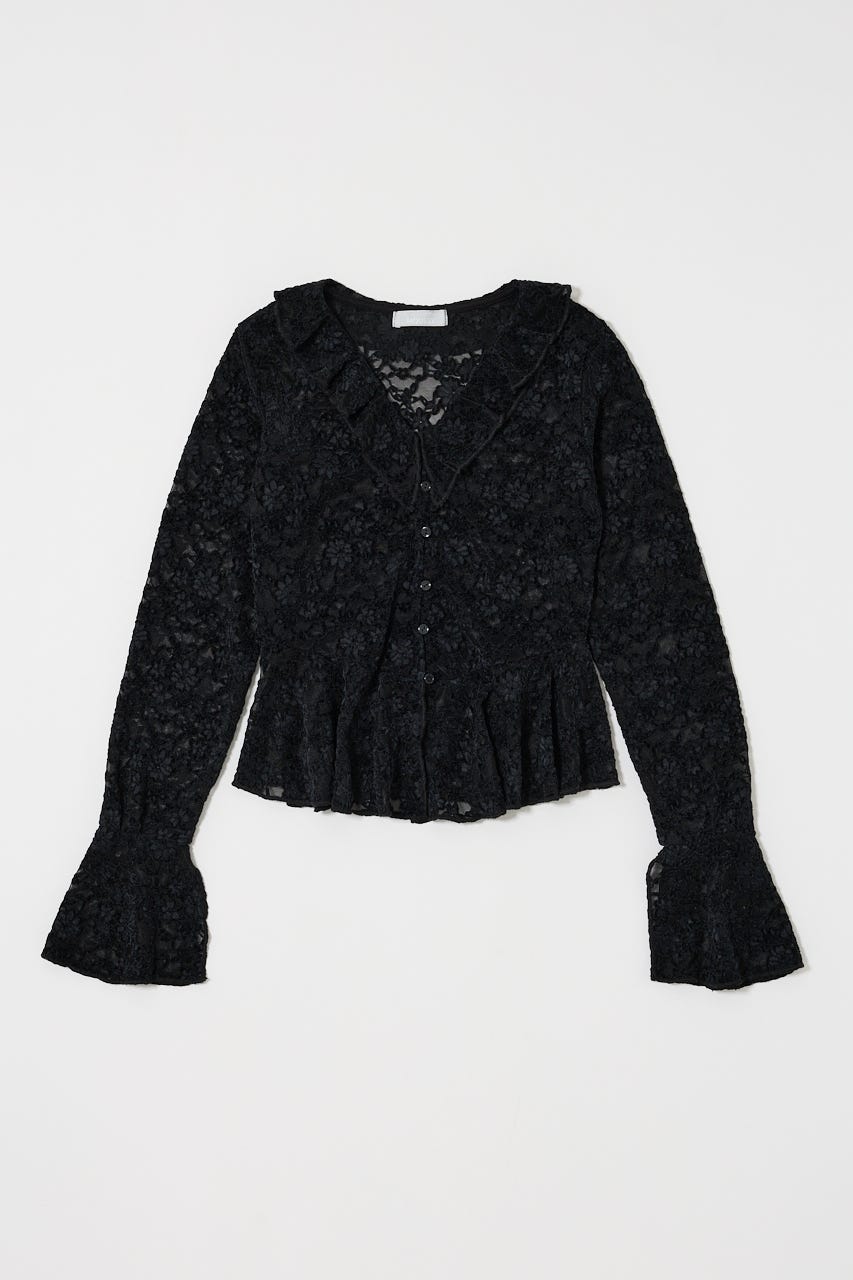 FRILL LACE ブラウス BLK FREE