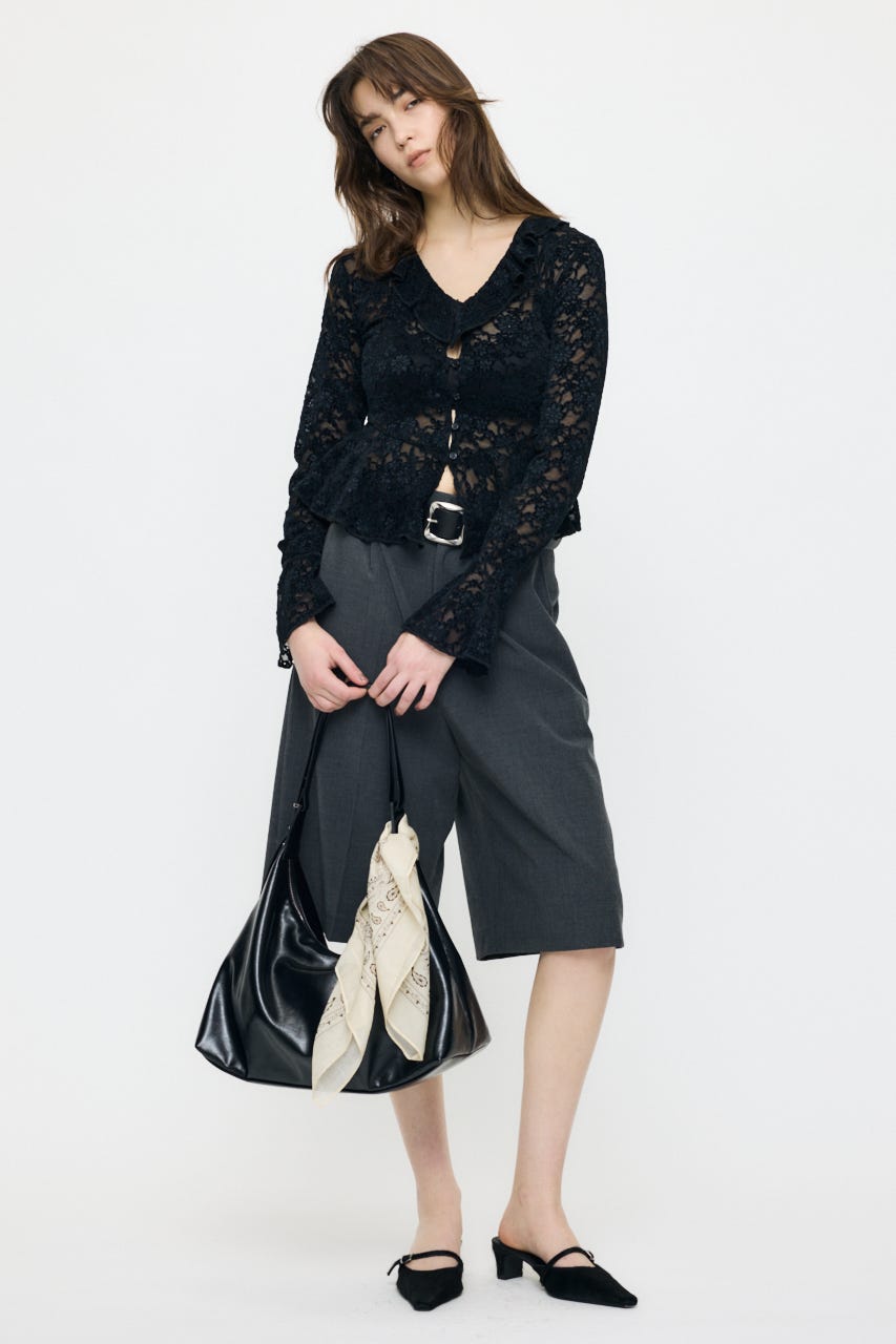 FRILL LACE ブラウス BLK FREE