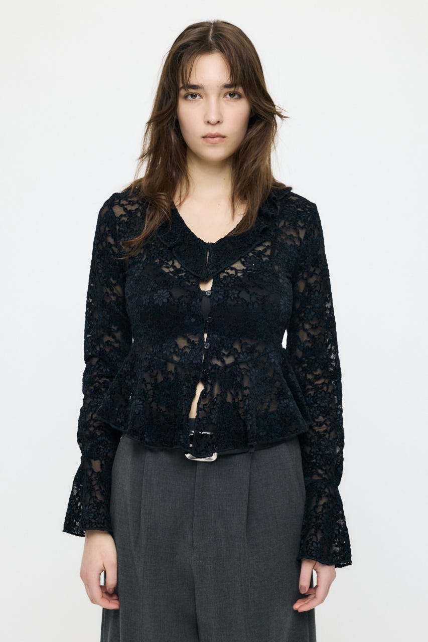 FRILL LACE ブラウス BLK FREE