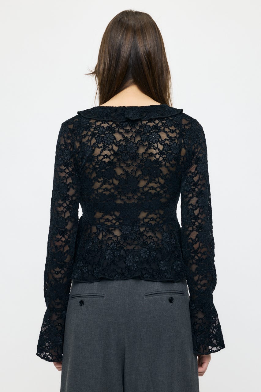 FRILL LACE ブラウス BLK FREE