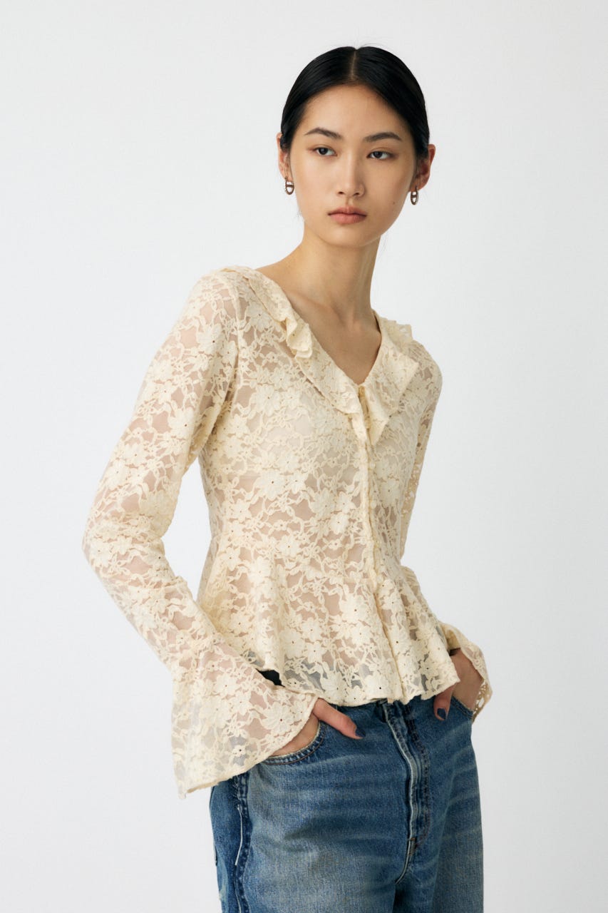 FRILL LACE ブラウス IVOY FREE