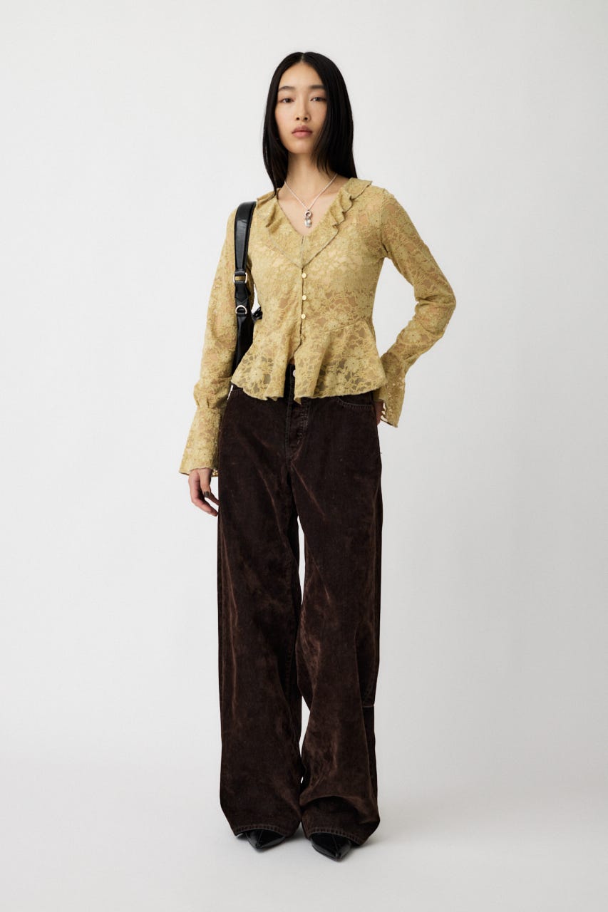 FRILL LACE ブラウス L/GRN FREE