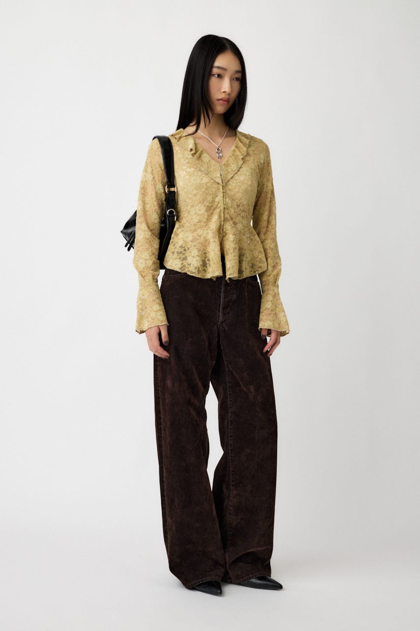 FRILL LACE ブラウス L/GRN FREE