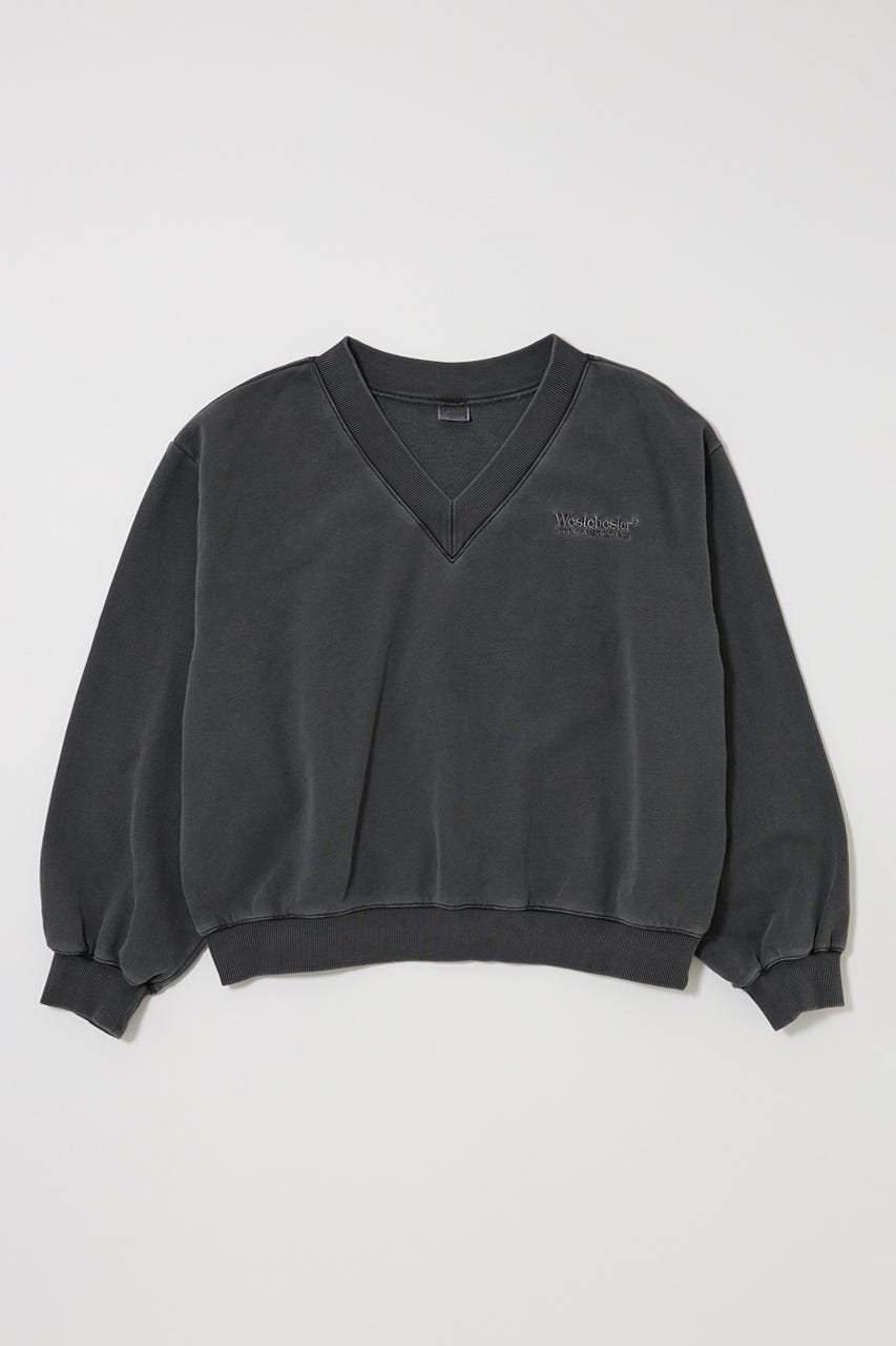 FADED V NECK SWEAT シャツ L/BLK FREE