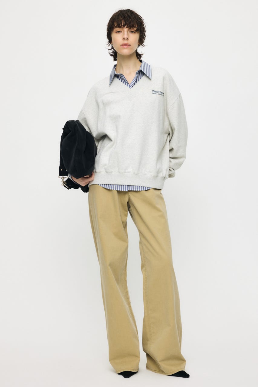 FADED V NECK SWEAT シャツ T.GRY FREE