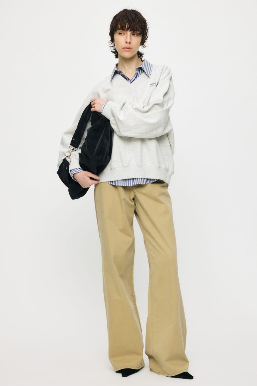 FADED V NECK SWEAT シャツ T.GRY FREE