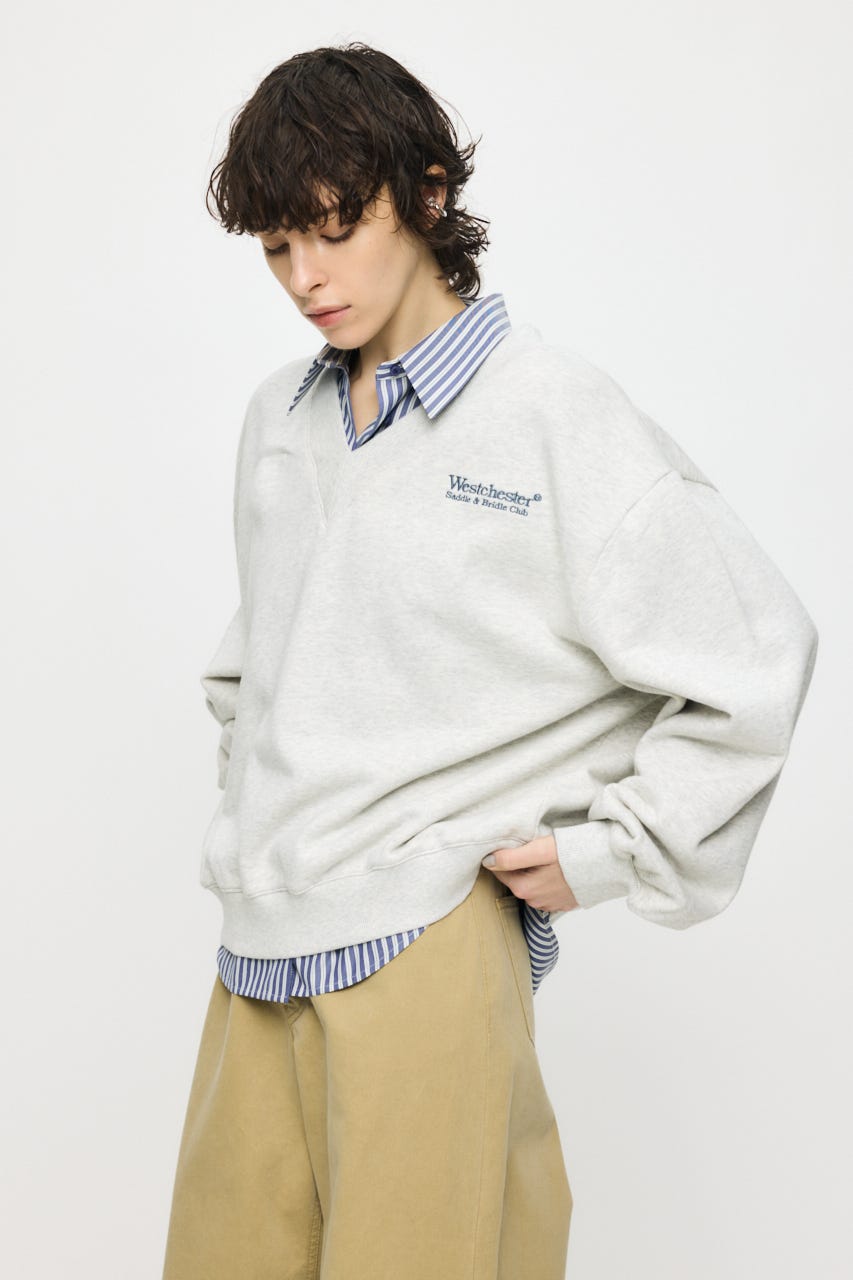 FADED V NECK SWEAT シャツ T.GRY FREE