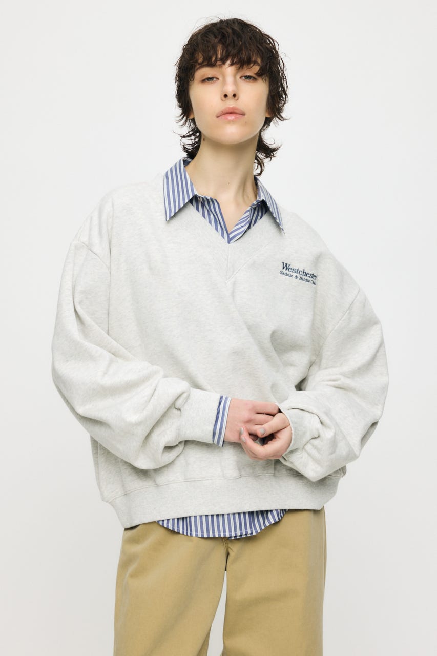 FADED V NECK SWEAT シャツ T.GRY FREE