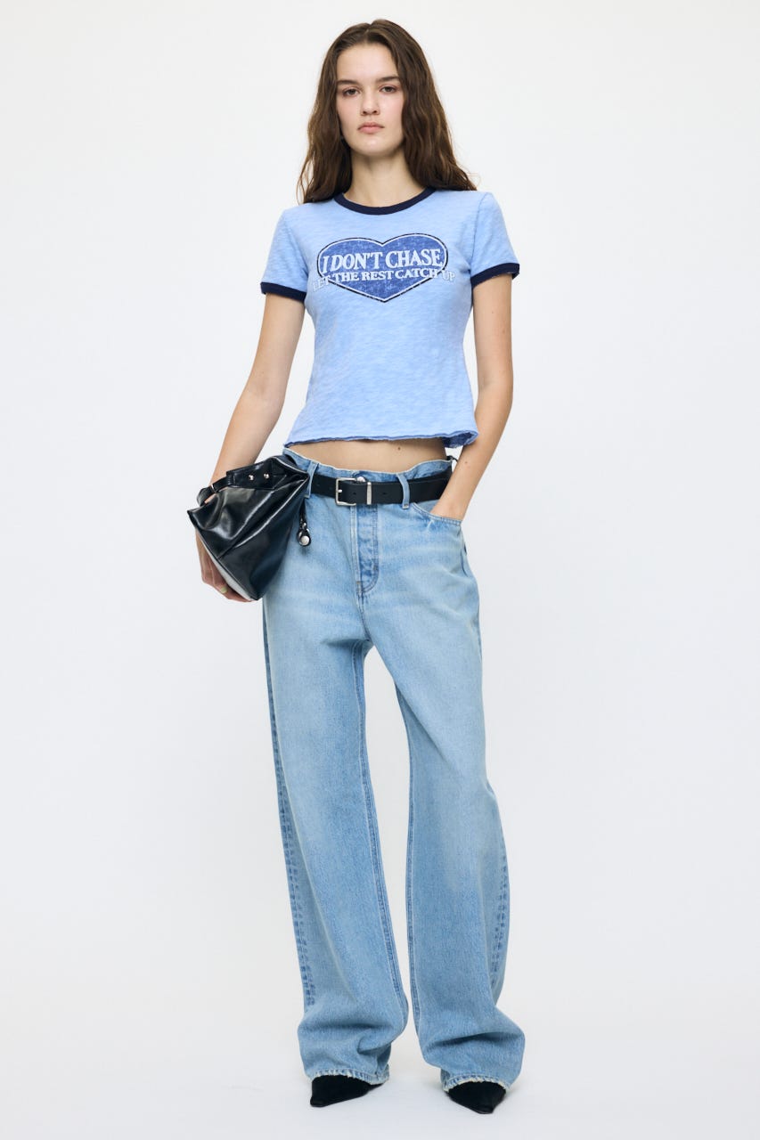 I DON'T CHASE RINGER Tシャツ BLU FREE