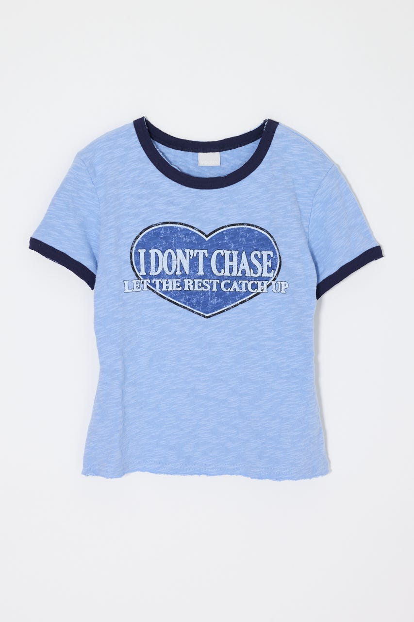 I DON'T CHASE RINGER Tシャツ BLU FREE