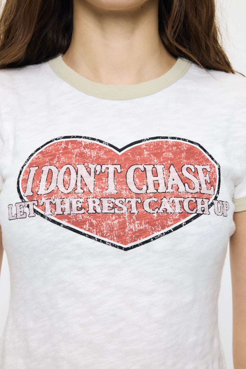 I DON'T CHASE RINGER Tシャツ O/WHT FREE