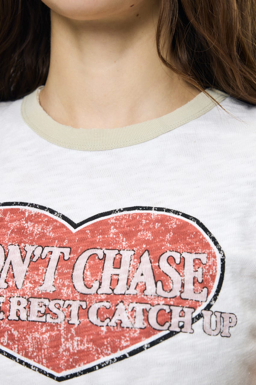 I DON'T CHASE RINGER Tシャツ O/WHT FREE