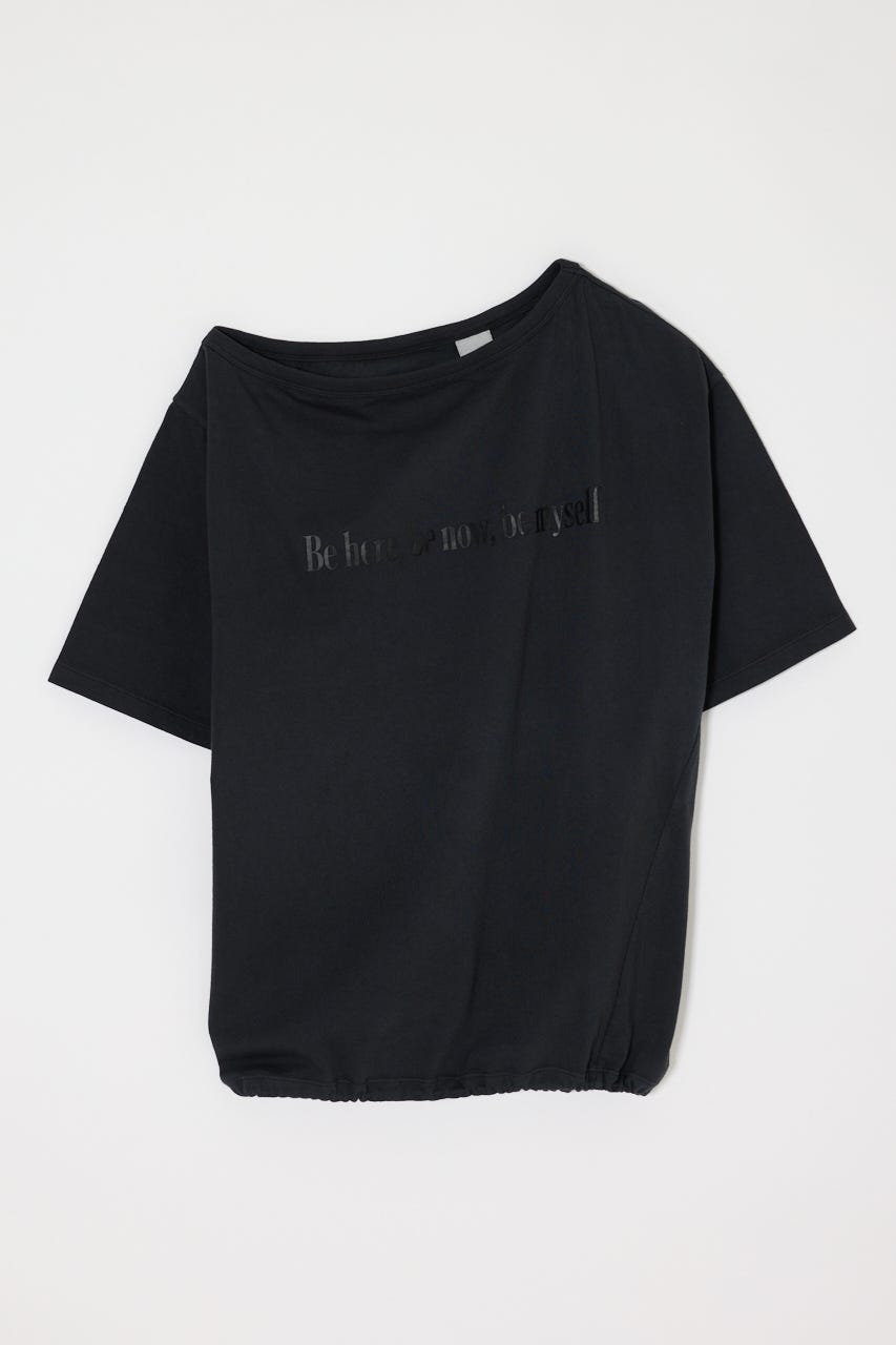 ONE SHOULDER PIGMENT Tシャツ L/BLK FREE