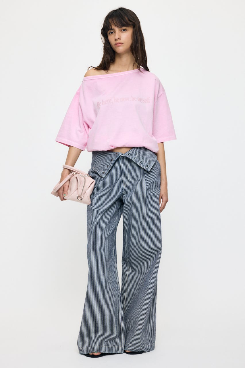 ONE SHOULDER PIGMENT Tシャツ PNK FREE