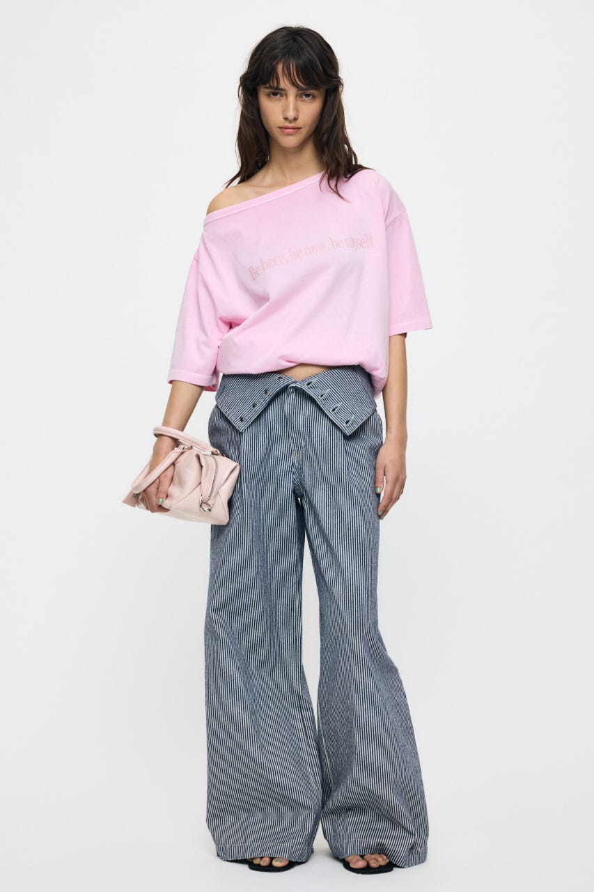 ONE SHOULDER PIGMENT Tシャツ PNK FREE