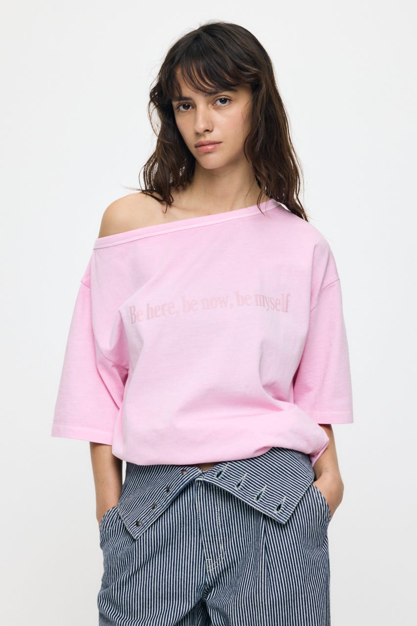 ONE SHOULDER PIGMENT Tシャツ PNK FREE