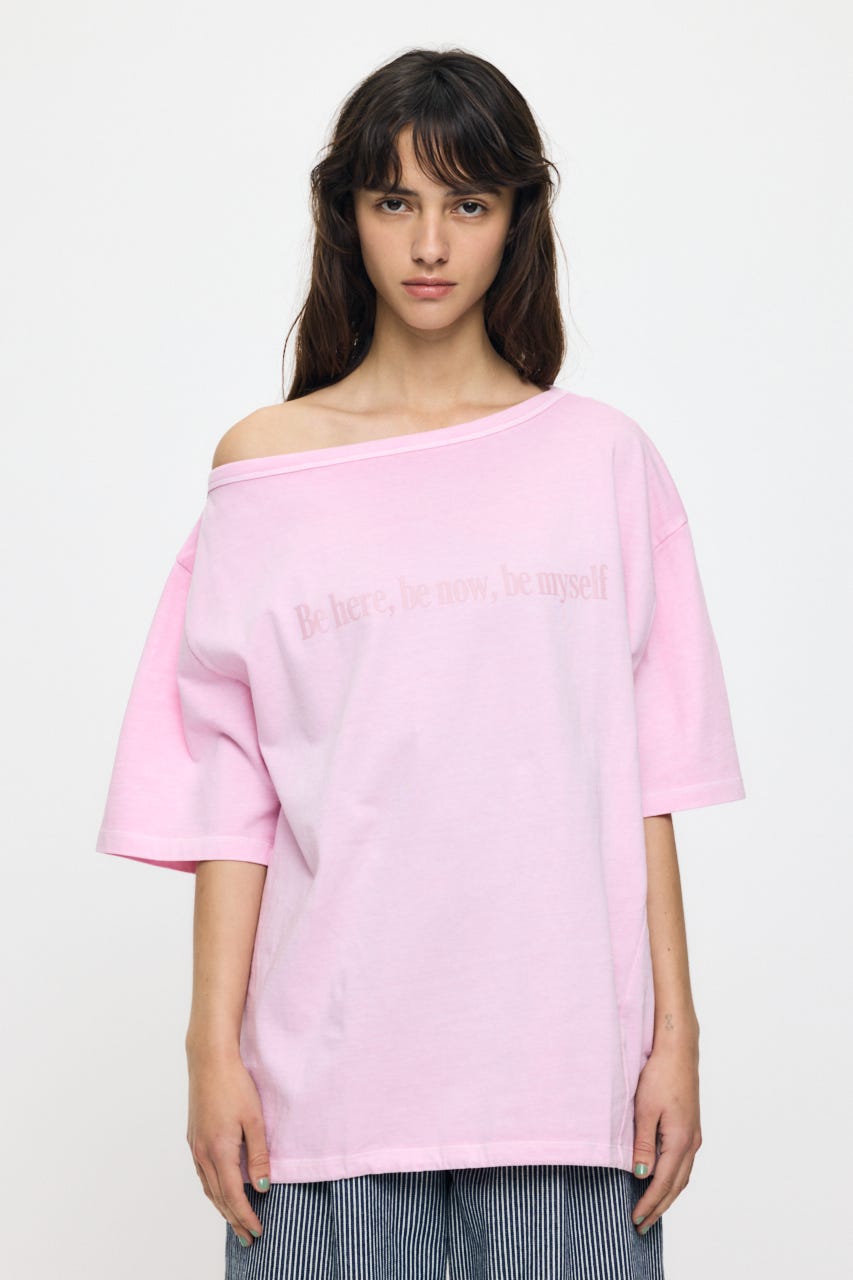 ONE SHOULDER PIGMENT Tシャツ PNK FREE