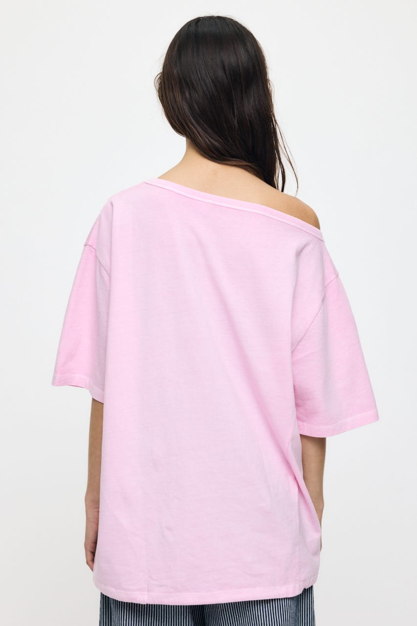 ONE SHOULDER PIGMENT Tシャツ PNK FREE