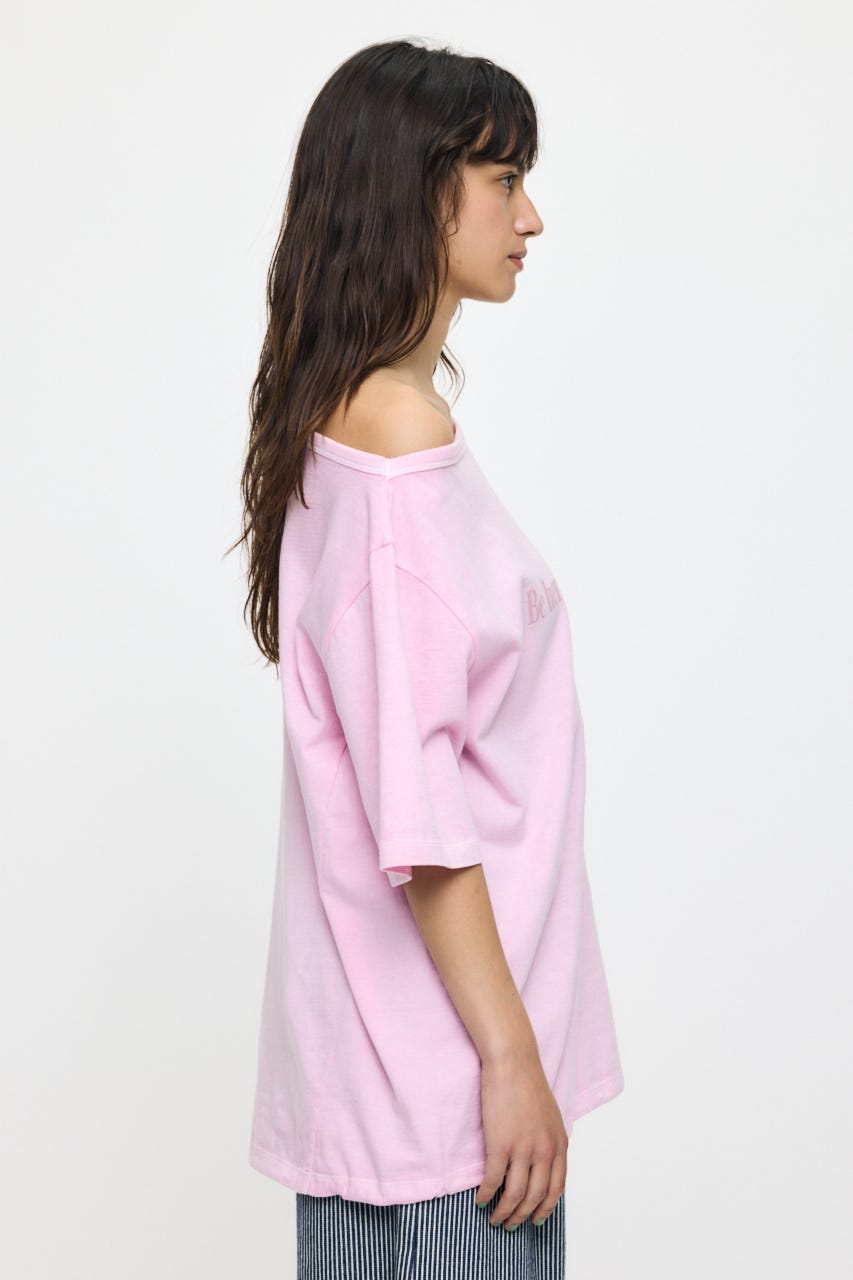 ONE SHOULDER PIGMENT Tシャツ PNK FREE