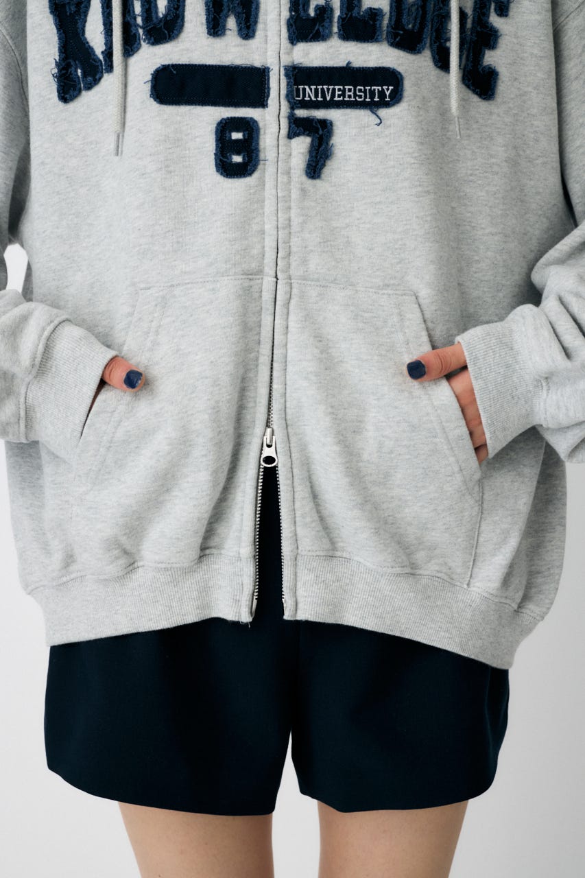 COLLEGIATE ZIP フーディー T.GRY FREE