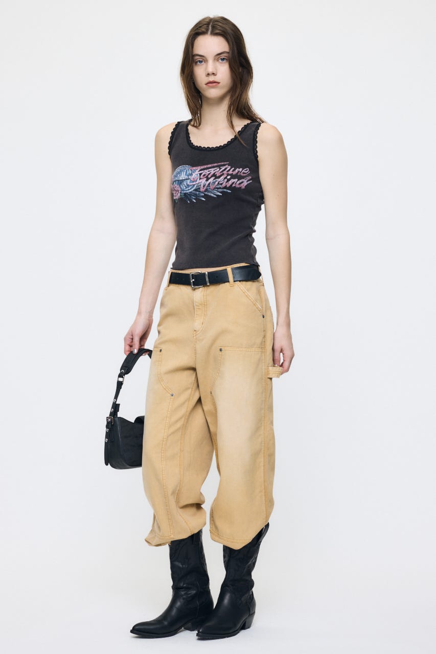 LACE TRIM タンクトップ L/BLK FREE