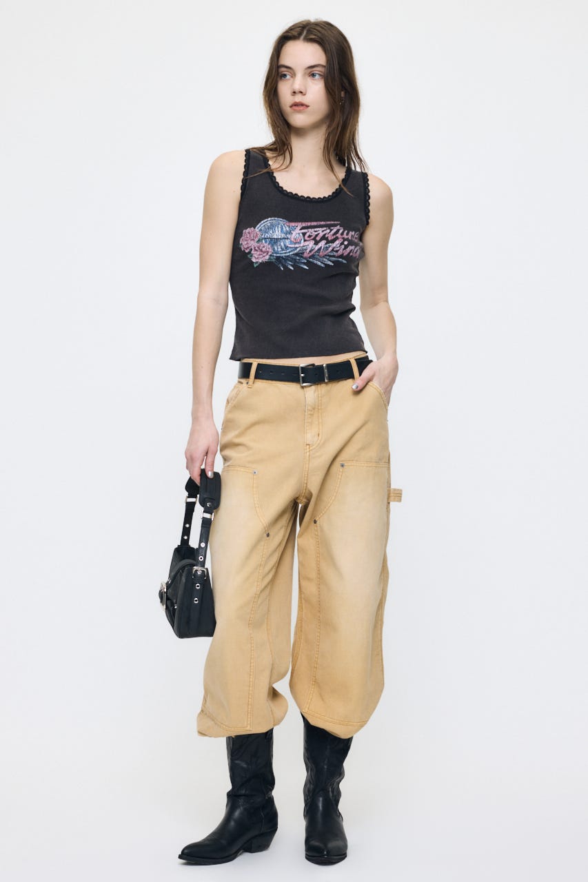 LACE TRIM タンクトップ L/BLK FREE