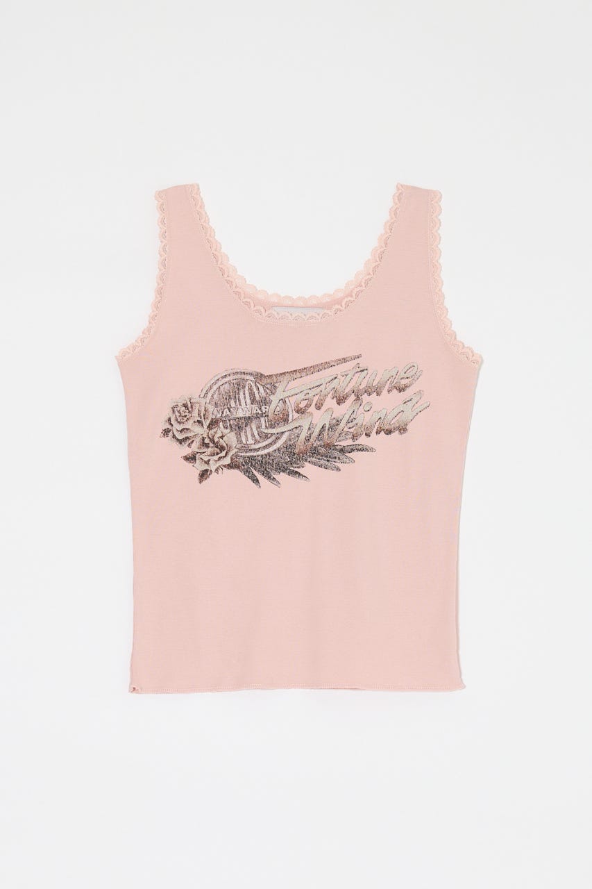 LACE TRIM タンクトップ L/PNK FREE
