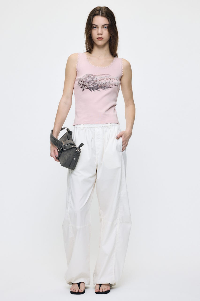 LACE TRIM タンクトップ L/PNK FREE