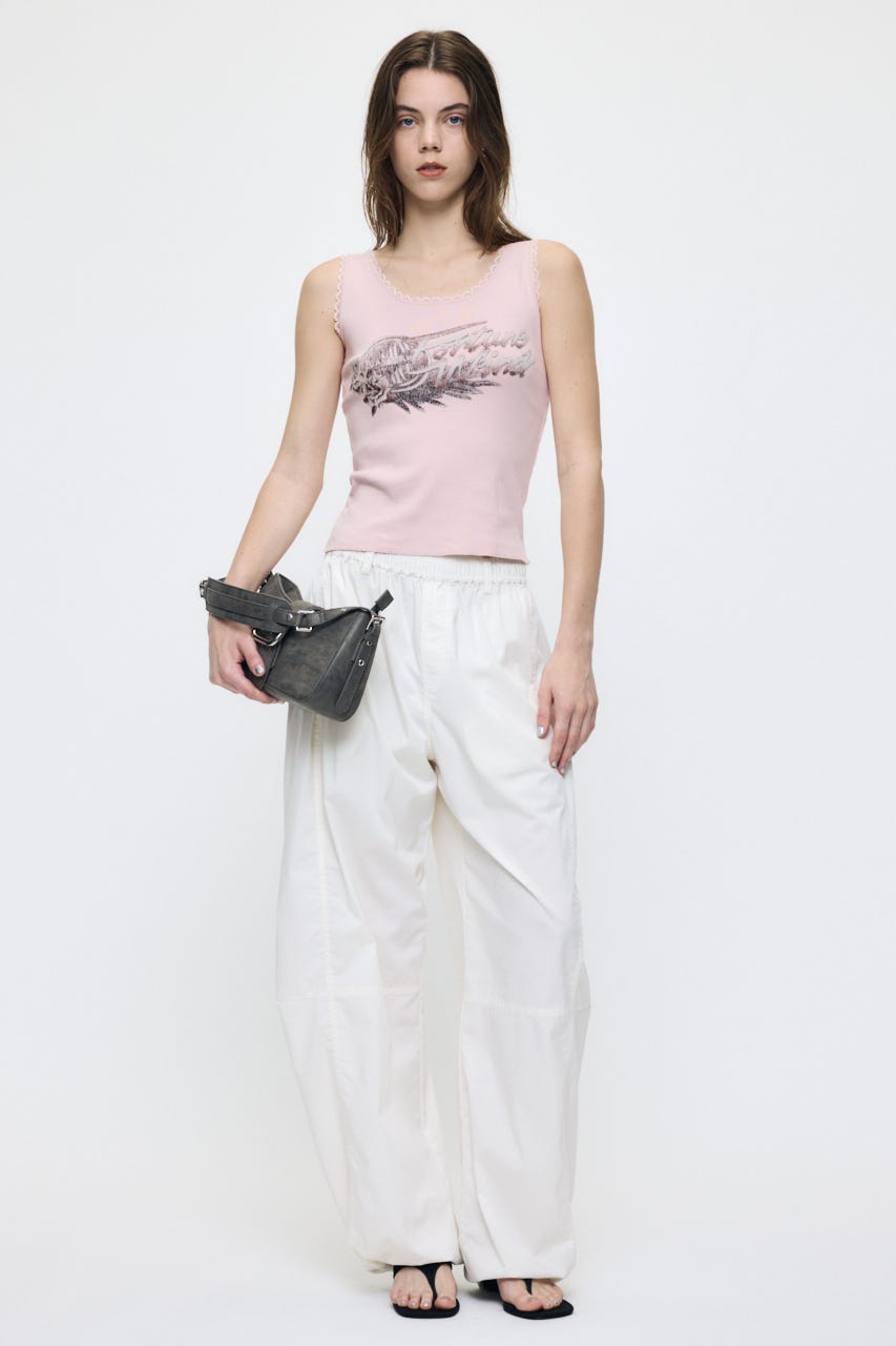 LACE TRIM タンクトップ L/PNK FREE