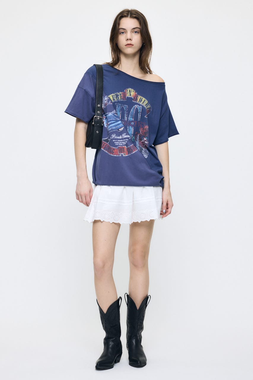 REMAKE LIKE ONE SHOULDER Tシャツ BLU FREE