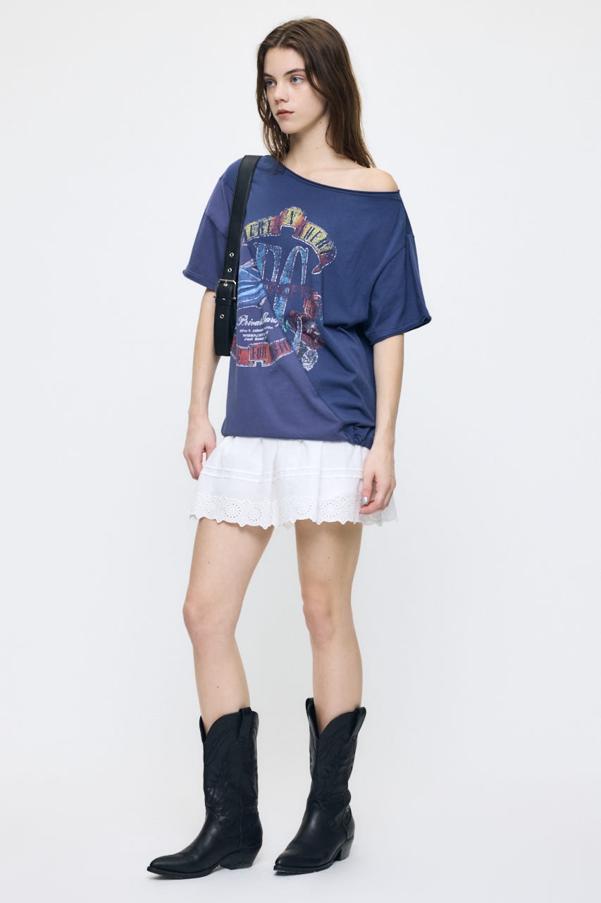 REMAKE LIKE ONE SHOULDER Tシャツ BLU FREE