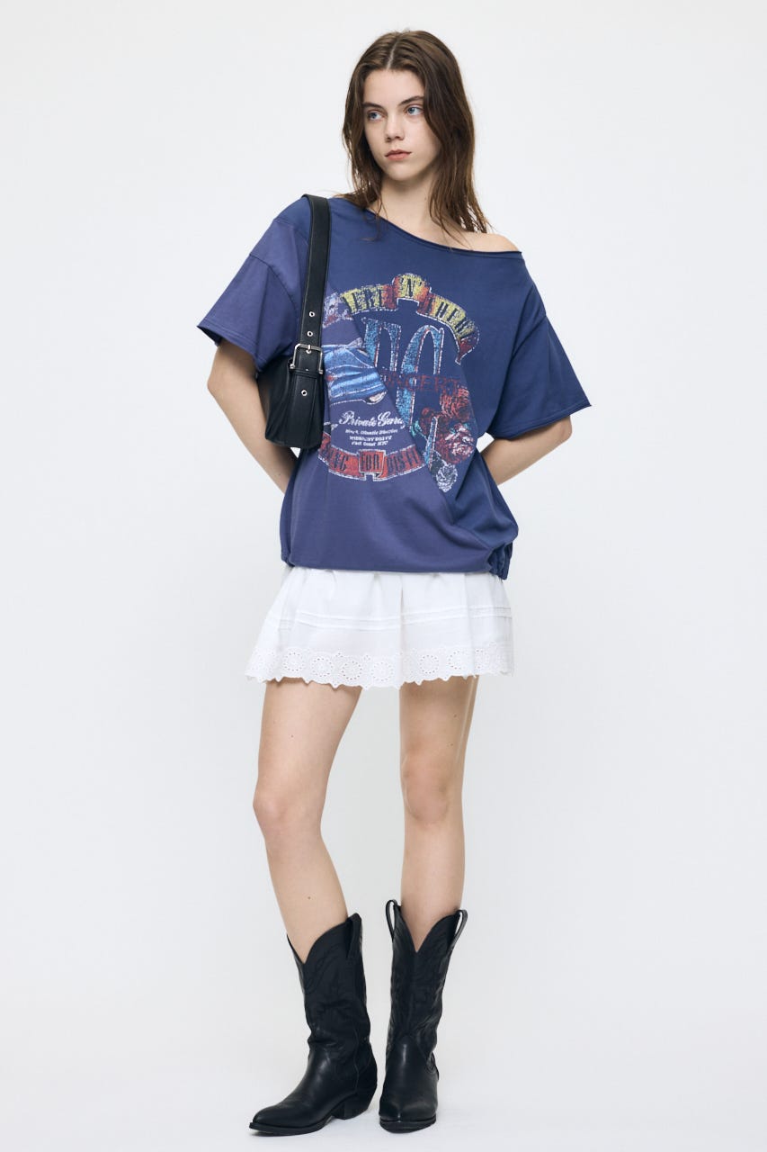 REMAKE LIKE ONE SHOULDER Tシャツ BLU FREE